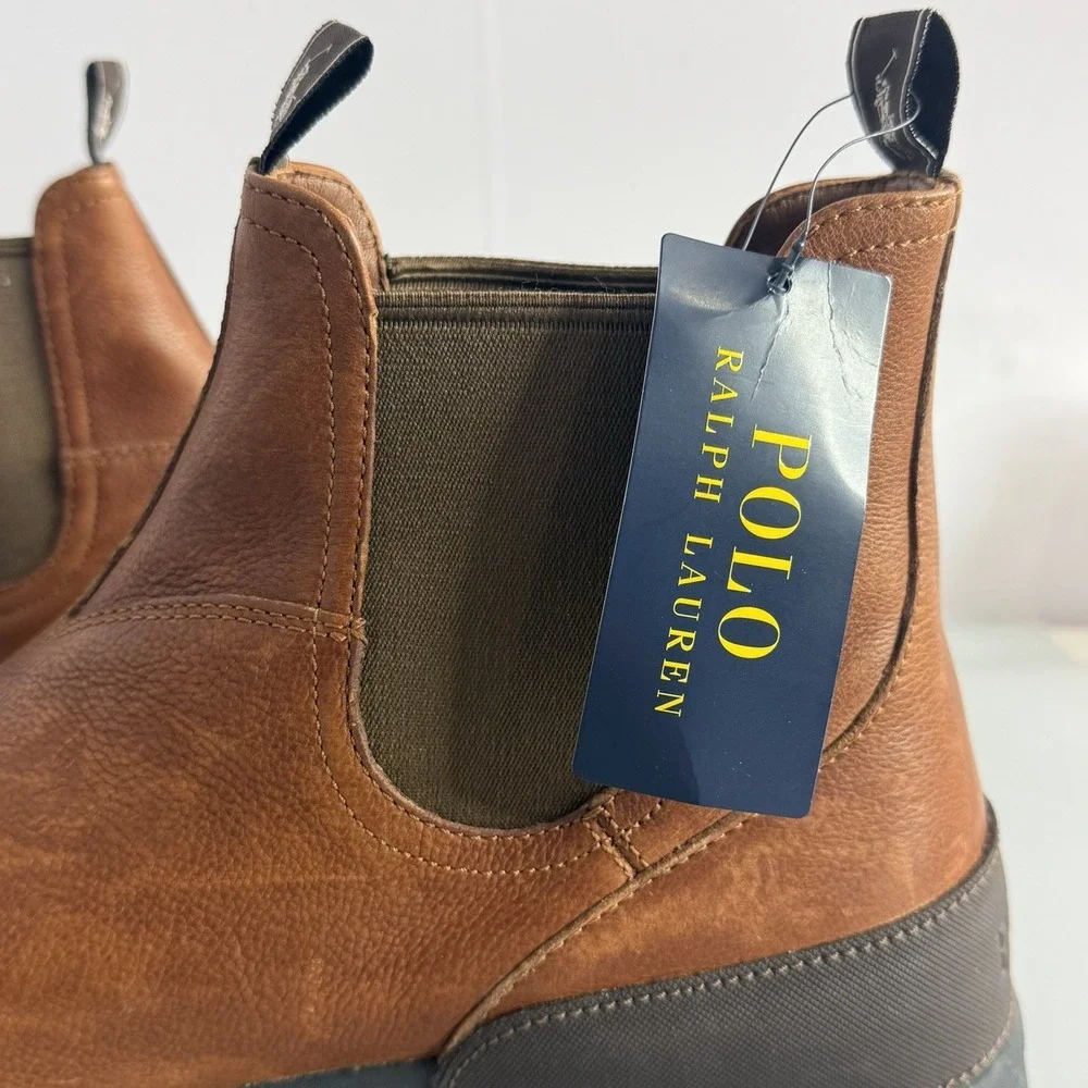 New POLO Ralph Lauren‎ Oslo Chunky Chelsea Boots Men's 13 D Tumbled Leather